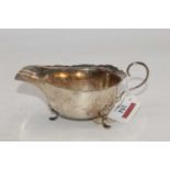 A George V silver helmet shaped sauceboat, Birmingham 1924, h.16cm, 3.3oz