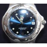 A gent's Tag Heuer Professional 200m steel cased quartz wristwatch, having signed deep blue dial,