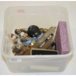 A box of miscellaneous items, to include enamelled badges, cufflinks, pens etc