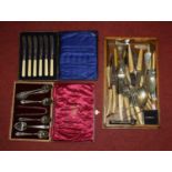 A collection of mixed plated flatware, to include some cased sets