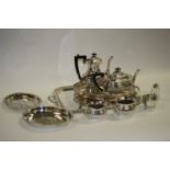 Various silver plated wares, to include a four-piece tea and coffee service