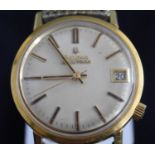 A gent's Bulova Accutron gilt metal cased wristwatch, having signed champagne dial and date