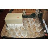 A box of miscellaneous glassware, to include a boxed pair of Edinburgh Crystal Duet pattern brandy
