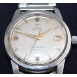 A vintage gent's Omega Seamaster automatic calendar steel cased wristwatch, having signed