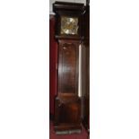 A George III provincial oak long case clock, the silvered and brass dial signed John Coates,