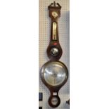 An early 19th century mahogany four dial wheel barometer, the lower scale signed L Solcha, Hull,