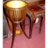 A mahogany fret cut square silver table, in the Chippendale taste, width 33cm, together with a