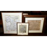 Christopher Saxton - Huntingdon, engraved county map, 28 x 33cm; Thomas Kitchin - Huntingdonshire,