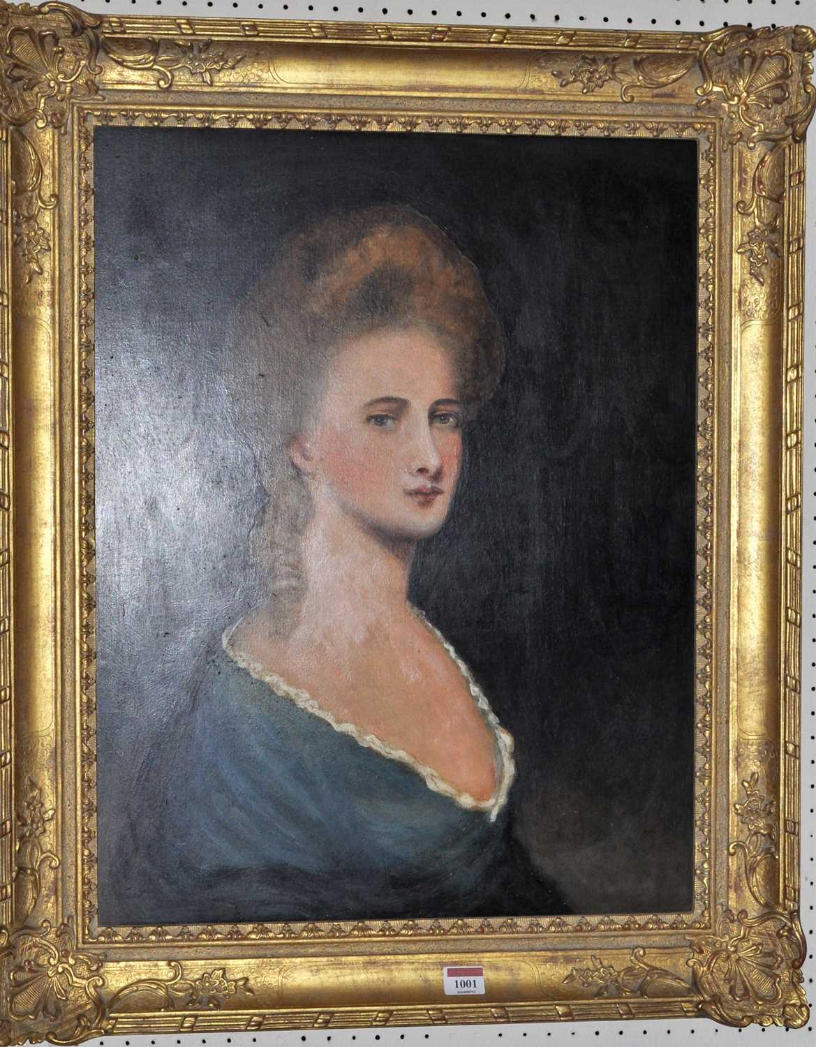 20th Century school bust portrait of a young woman in the early 19th century style, oil on artists