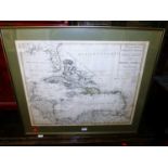 Americae Mediae 5 Indiae Occidentalis - Dutch engraved map dated 1798, 50x60cm