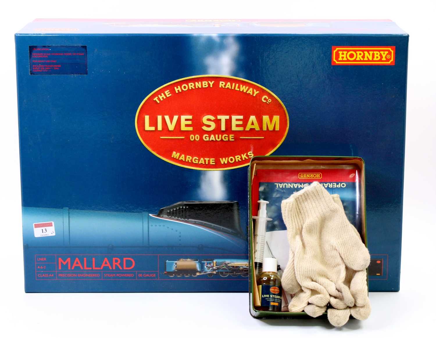 A Hornby Railways live steam 00 gauge Mallard gift set comprising of locomotive, CD, ephemera,