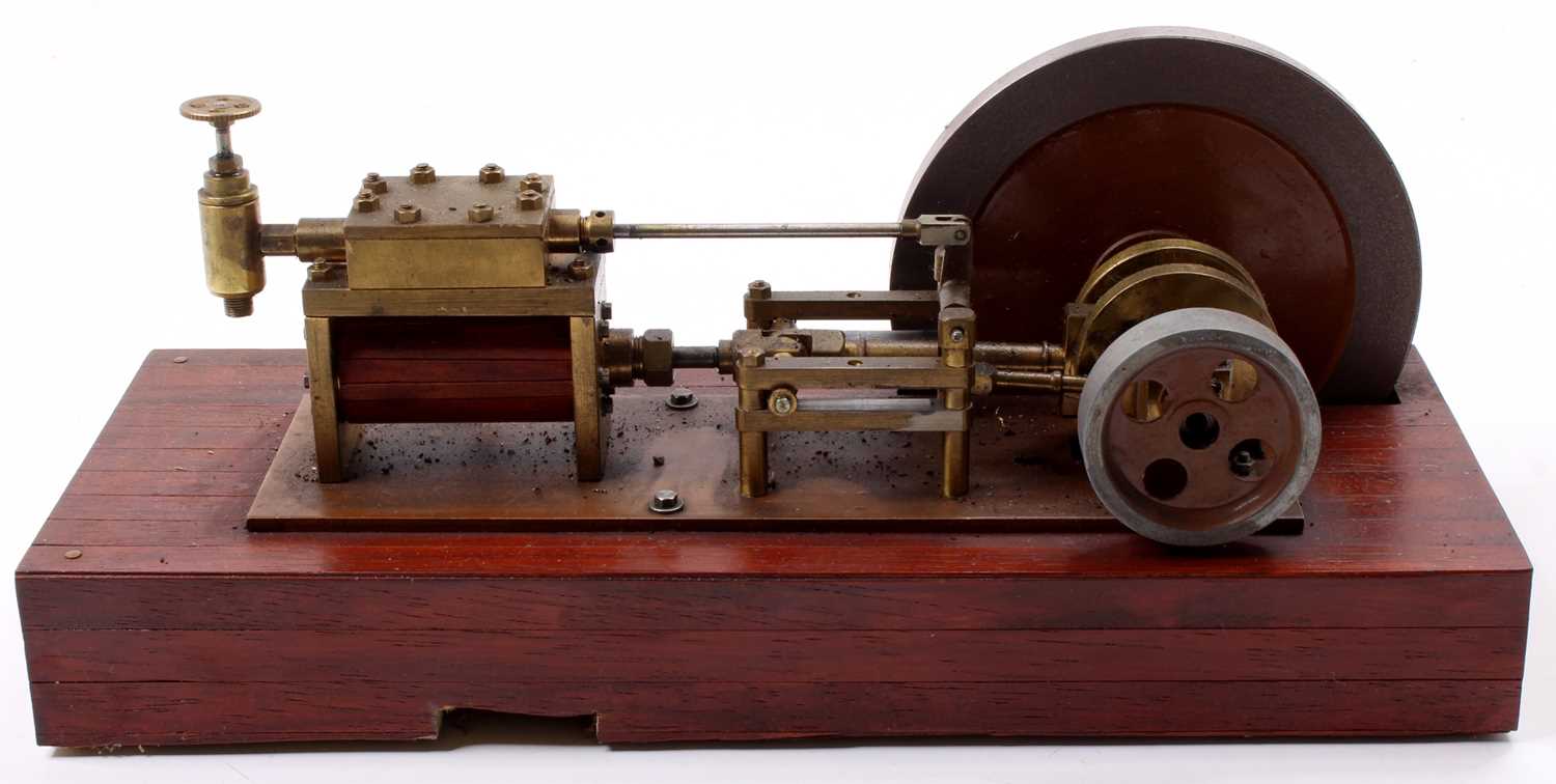 A scratch built to freelance design model of a stationary horizontal steam engine, comprising of