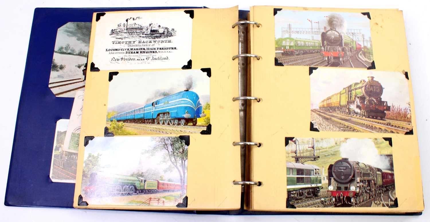 An album containing a collection of various railway related postcards, to include black & white - Image 2 of 3