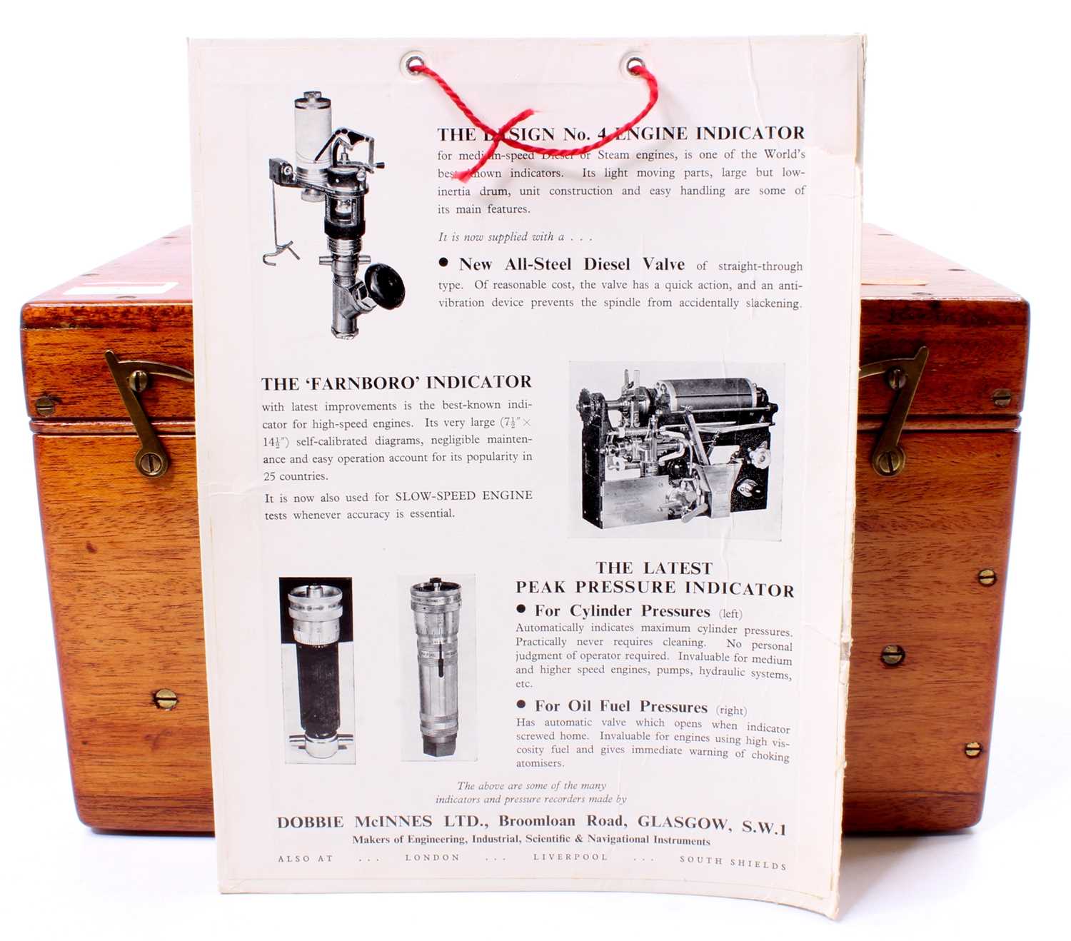 A Dobbie-McInnes, boxed No. 4 The Design engine indicator, housed in the original stained wood box - Image 7 of 7