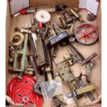 One tray containing a collection of various live steam and steam workshop components to include