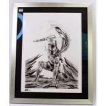 Star Wars Framed and Glazed Gilcee Black and white limited edition print of Boba Fett, 108/150