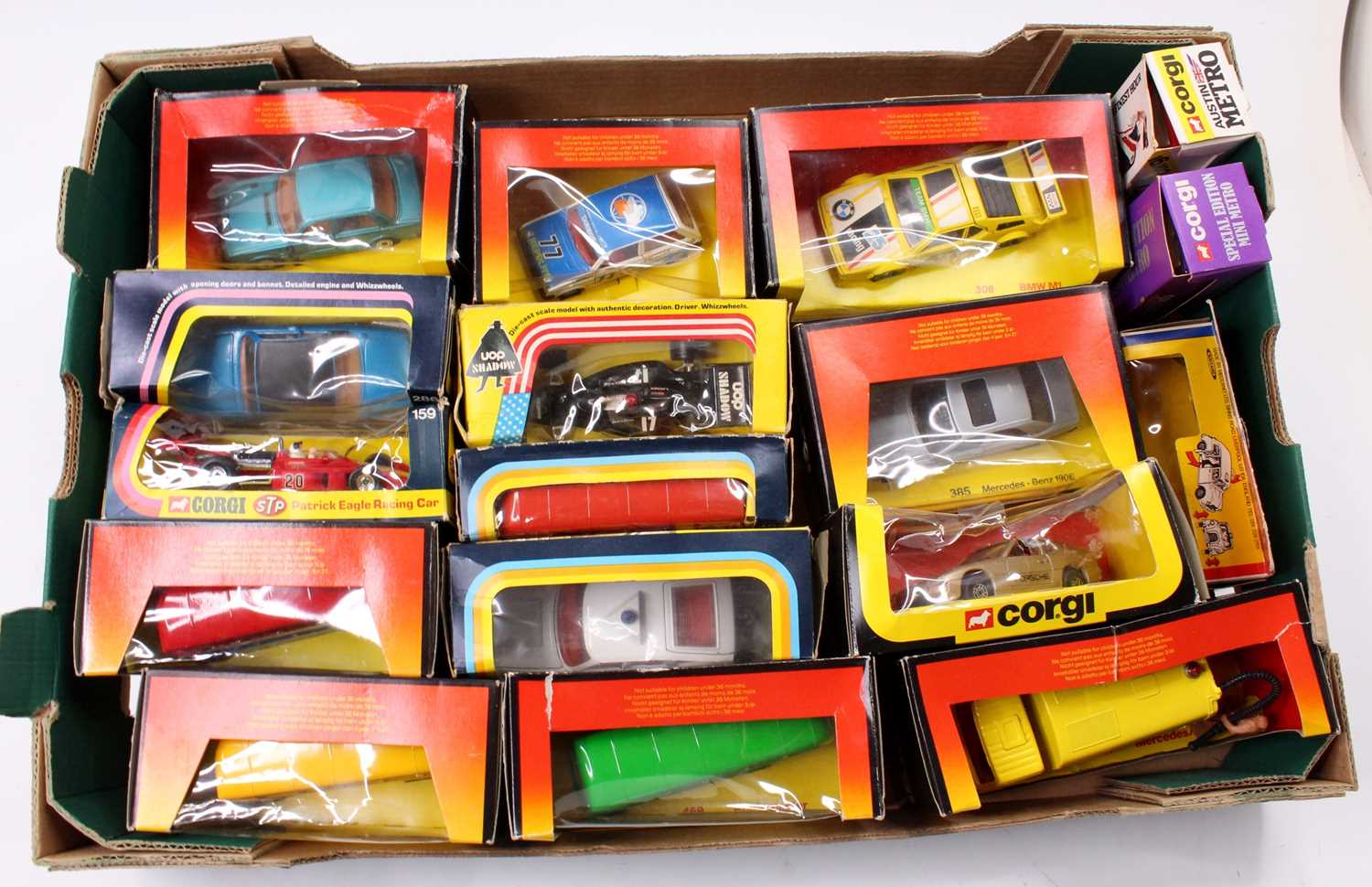 A collection of later issue Corgi Toys window boxed models including No. 308 BMW M1, No. 385