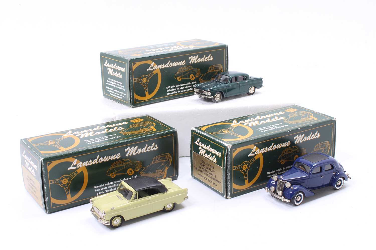 Lansdowne Models 1/43rd scale white metal vehicle group, 3 examples to include LDM23 Ford Consul MK2