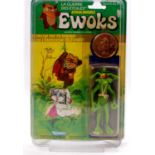 Kenner Canadian Star Wars Ewoks Cartoon Series Dulok Shaman 3 3/4" vintage figure, housed on the