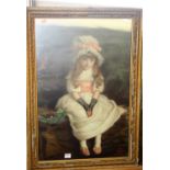 A framed Pears print of a seated young girl, 69 x 46cm