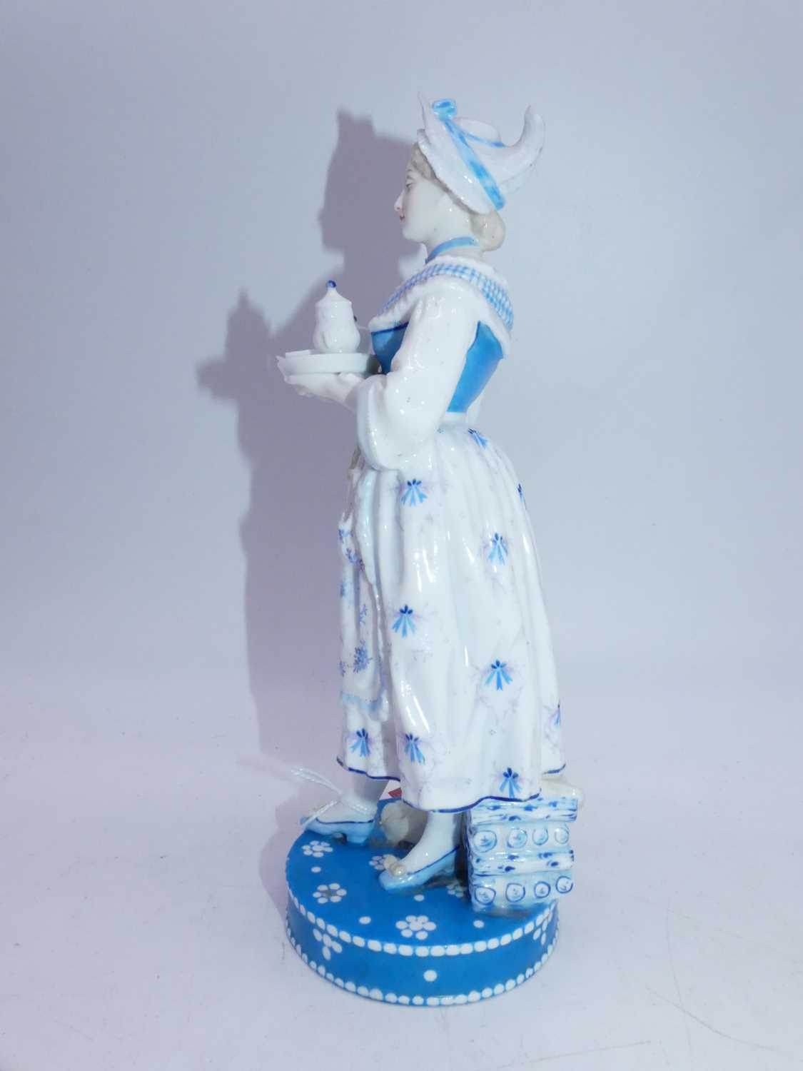 A pair of late 19th century French Vion & Baury porcelain figures, the lady in standing pose holding - Image 2 of 4