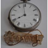 An American silver cased open face keywind pocket watch, dia. 4cm, early 20th century, together with