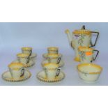 An Art Deco Burleighware six-place setting tea service, in the Zenith pattern, shape No.769495,