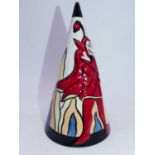 A Lorna Bailey sugar sifter, of conical form, relief decorated with a red devil, having printed mark