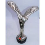 After P Psaier - a large chromed model of the Spirit of Ecstasy, on a marble base, h.40cm