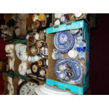 Two boxes of mixed ceramics, to include Willow Pattern examples