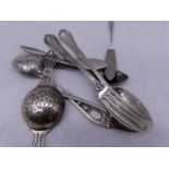 A collection of 19th century silver and silver plated flatware, gross weight 7.6oz