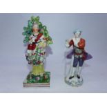 An early 19th century pearlware bocage figure, of a female in standing pose with garland of