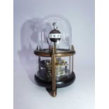 A reproduction clockwork fish automaton clock under dome, h.14cm