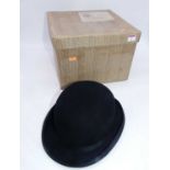 A modern Failsworth gents black wool bowler hat, in original box