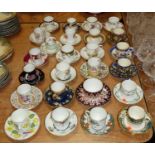 A collection of 19th century and later coffee cans and saucers, factories to include Minton,