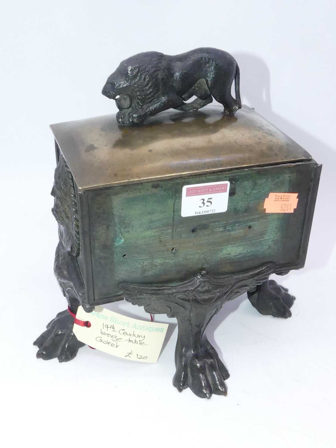 A 19th century bronze and brass table casket, of rectangular form, the domed cover surmounted by a - Bild 2 aus 4