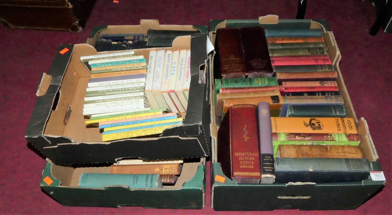 Three boxes of vintage books, to include Ladybird and Beatrix Potter