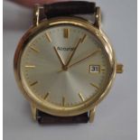 A gents gold plated manual wind wrist watch having a 17 jewel mechanical movement, case dia. 35mm,