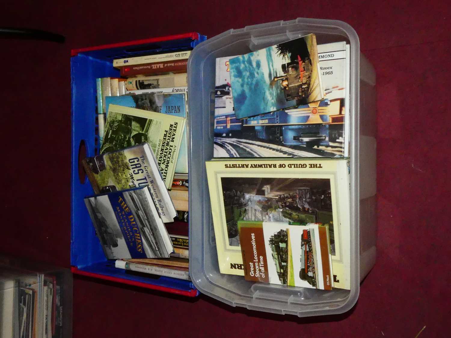 Two boxes of railway related books