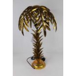 A large modern gold painted fern leaf table lamp, h.70cm