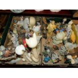 Two boxes of miscellaneous mainly continental and bisque figures, to include Capo di Monte etc
