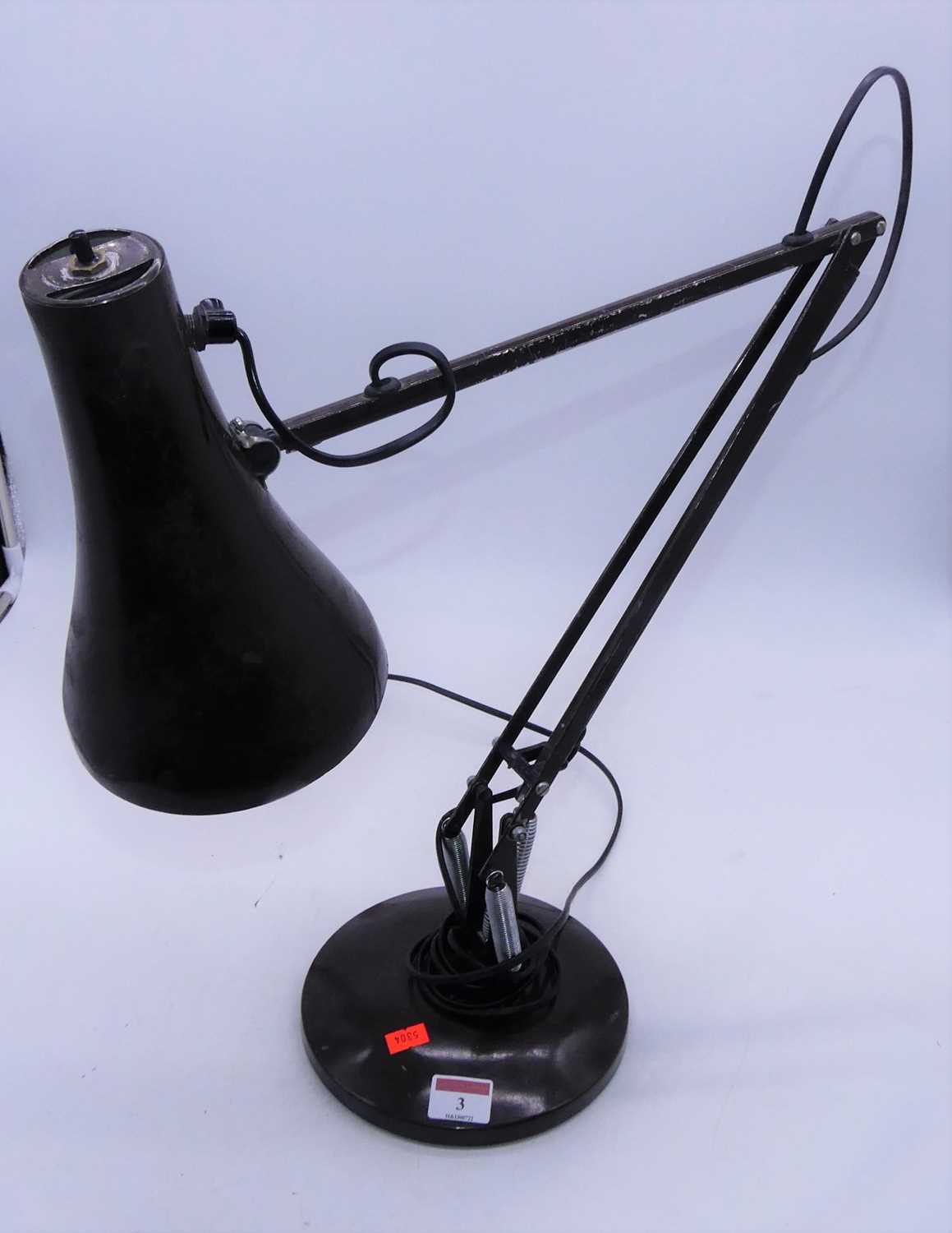 A Herbert Terry style brown painted angle poise desk lamp