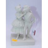 A Coalport parian style figure 'Beauty & The Beast', limited edition No.498/500, h.19.5cmNo apparent
