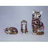 A Royal Crown Derby desk ornament in the form of seated cat, numbered XLV111 verso, h.12.5cm;