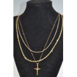 A modern 9ct gold necklace together with one other 9ct three colour gold necklace, and an Italian