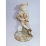 A James Hadley for Royal Worcester blush ivory figure, modelled as a Greenway Youth in seated pose