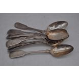 A matched set of eight 19th century and later silver and silver plated Fiddle pattern serving