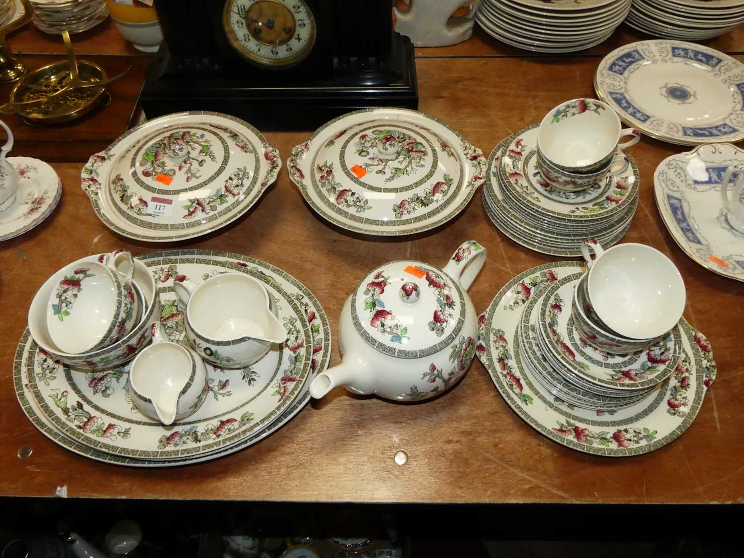 A Johnson Brothers part dinner and tea service, in the Indian Tree pattern