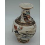 A Japanese Satsuma vase, decorated with figures before a river, 15cm heightCondition is good.