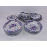 A Victorian Booth's part dinner service, decorated in the Netherlands pattern, to include tureens